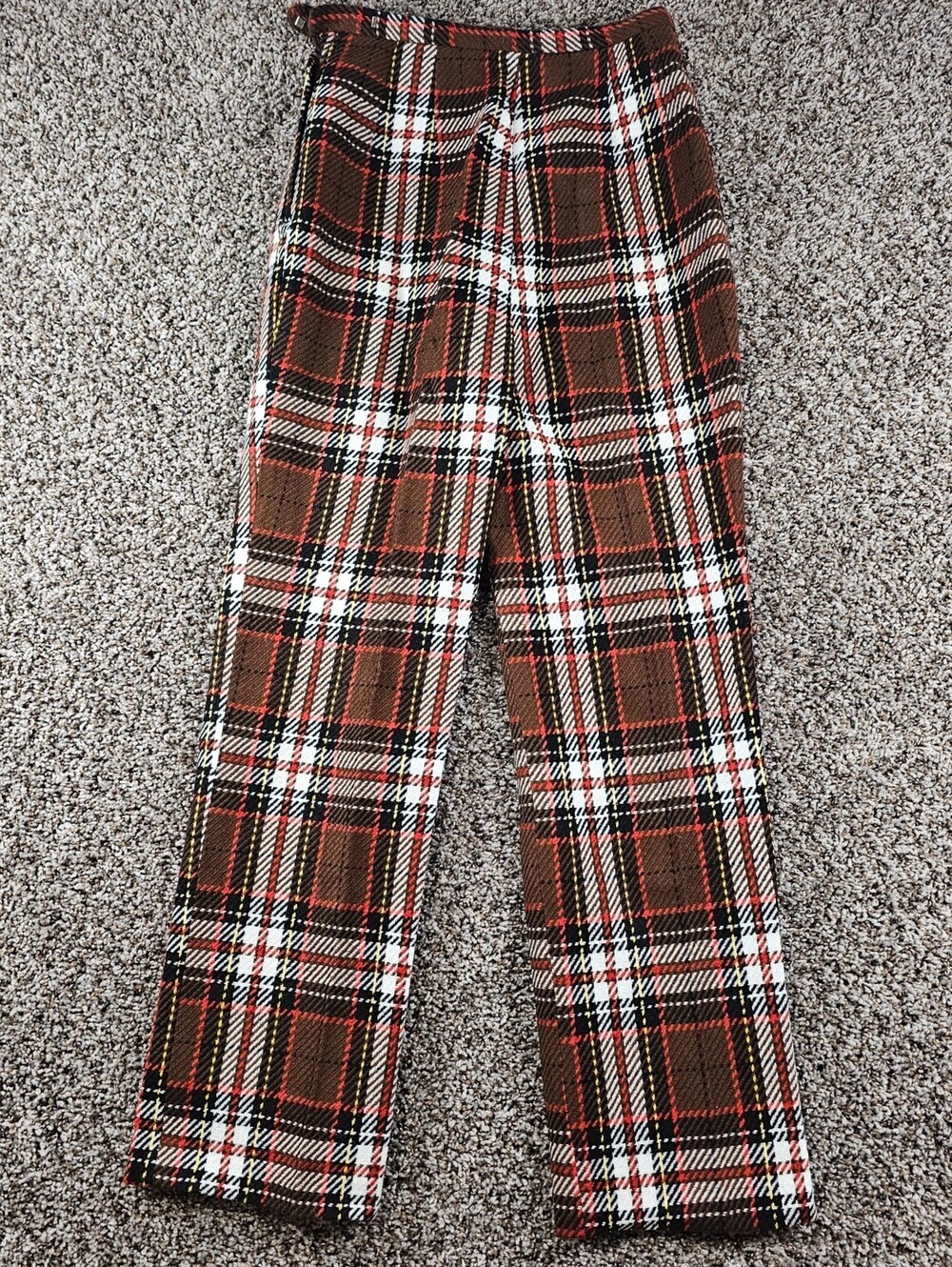 Vintage 1970s Miss Holly Womens Sz 14T Tall Straight Leg Pants Brown Plaid - Picture 1 of 4